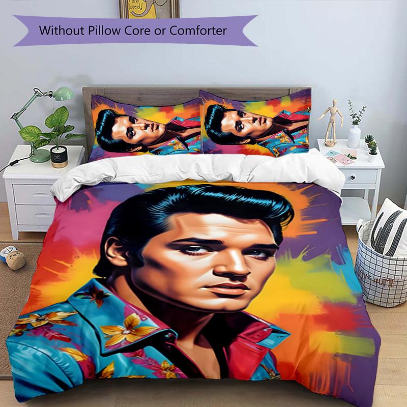 Elvis 3-teiliges Bettwäsche-Set Bettbezug Verschluss Enthält 1 Bettbezug & 2 Kissenbezüge für Alle Jahreszeiten Schlafzimmer Zuhause Wohnheim Dekor