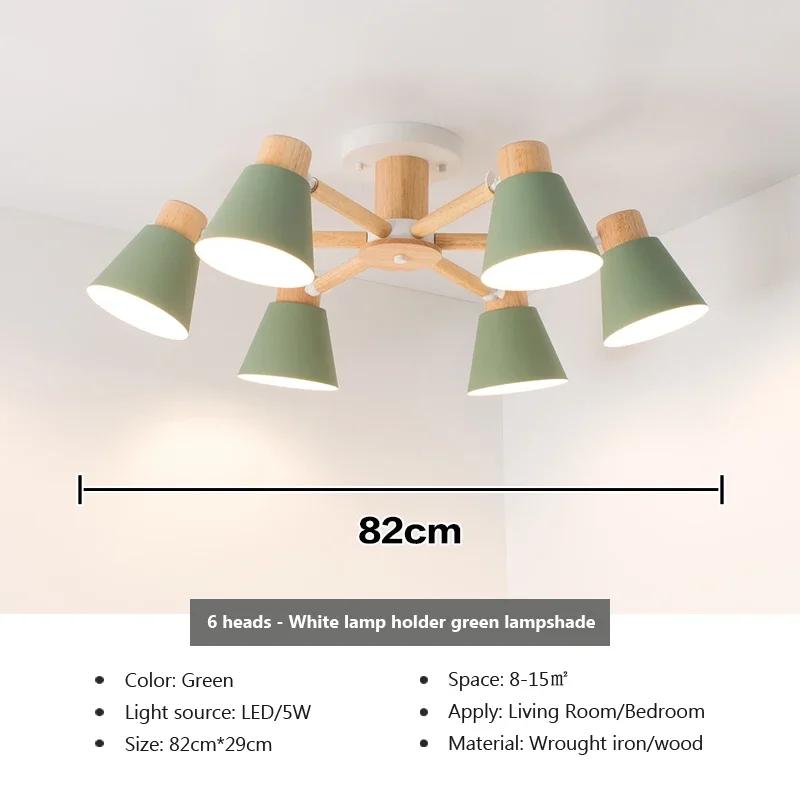 Nordic Chandelier Solid Wood Living Room E27 Bulb Ceiling Lamp For Bedroom Hotel Restaurant Modern Chandelier Lamp Decor Light