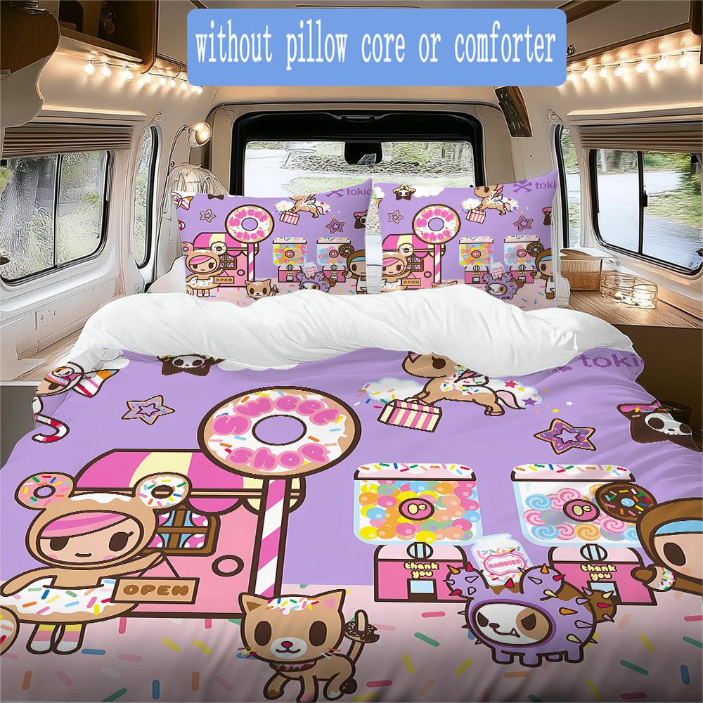 Tokidoki Pattern Bedding,Quilt Set Quilt Cover Pillowcase Home Birthday Gift (1*duvet cover+2*pillowcase,without core)FSJT261012009
