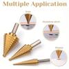 A60Z6 Pcs Step Drill Bit Set Titanium HSS Unibit Drill Bits From 1/8 Inch To 1-3/8 Inch Stepped Up Bits & Center Punchmay