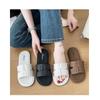 Women's Soft Leather Flat Slide Sandals Comfortable Open-Toe Casual Slippers for Daily Wear