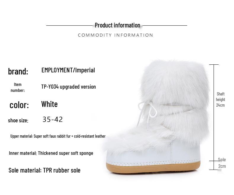 Bocanci de zăpadă pentru femei, moi, cu blană completă, îmbunătățiți - Pantofi lună la modă, călduroși