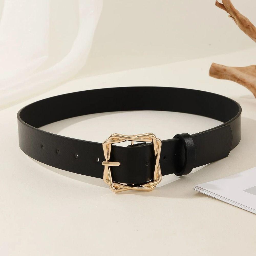 Adjustable PU Leather Belt Retro Jeans Belt Trend Women's Belts for Jeans Dresses Decoration