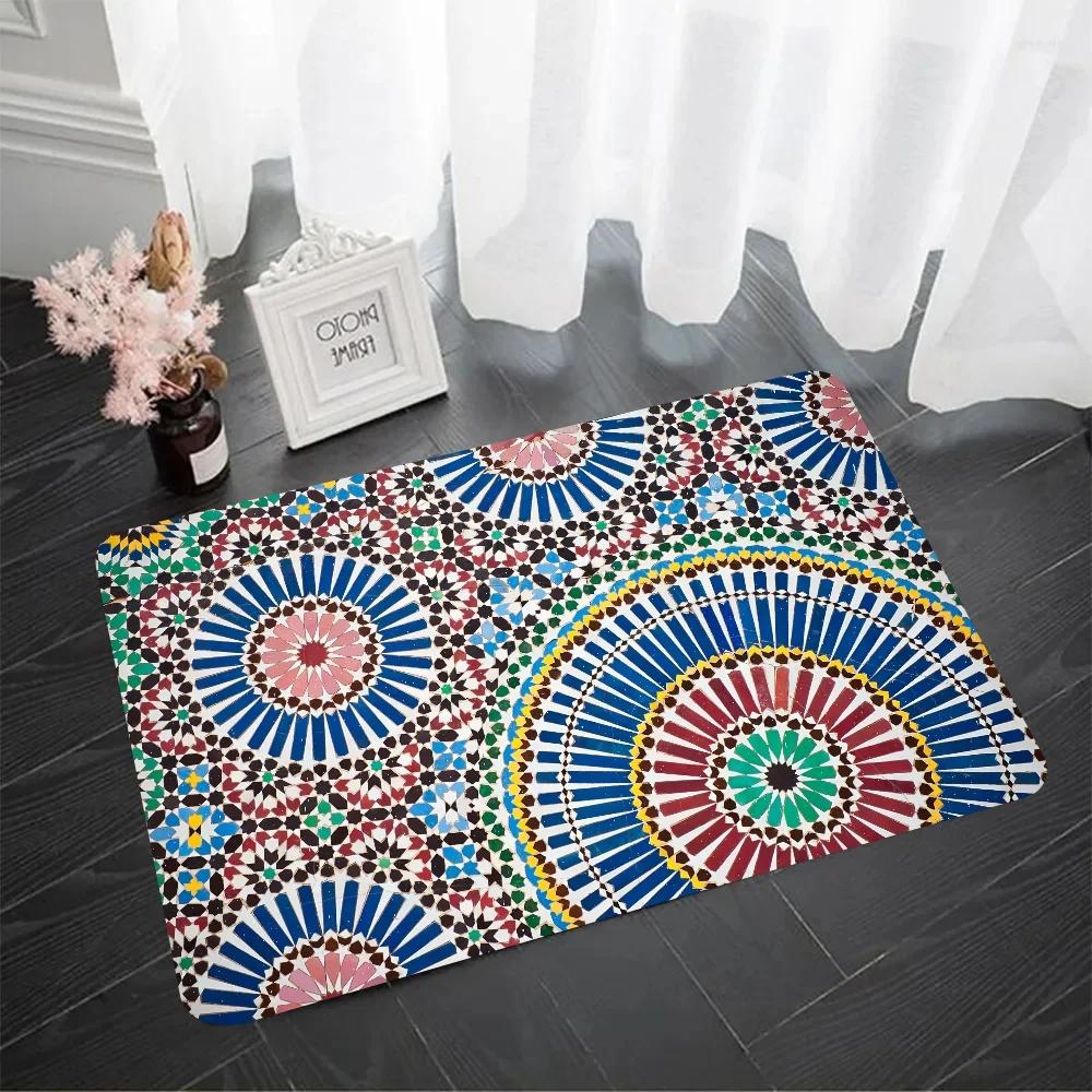 Bohemian Pattern Floor Mat Doormats Home Carpet Foot Mat Bathroom Mats Anti-Slip Mats Home Decor Supplies Carpets