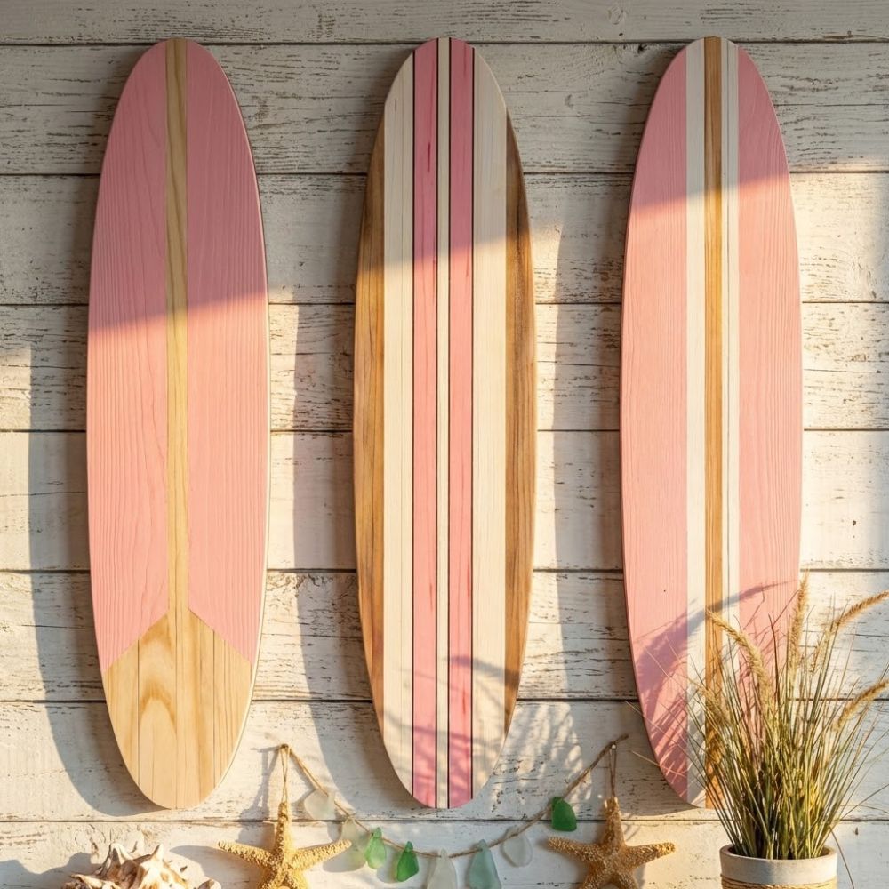 3PCS Summer Theme Wooden Surfboard Ornament Hawaiian Style Ocean Surfboard Decor  Home Wall Decor