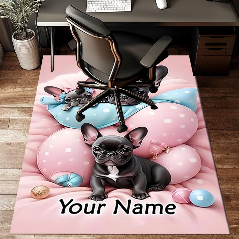 1PC Custom Name Puppy Dreams Pink Theme Floor Mat Ideal for Living Room, Game Rooms, Office, Bedroom,Floor Mat Playful Design