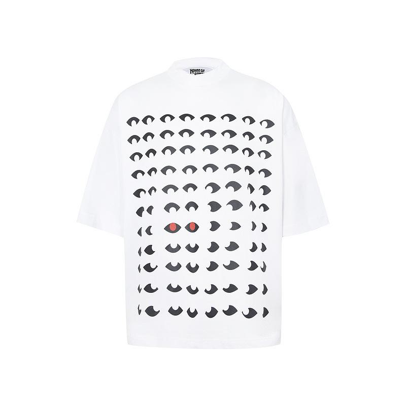 Cross-border trendy brand HOUSE & ERRORS Eye of Truth Letter Pattern Printed Short Sleeve T-Shirt Men's and Women's High Street Half Sleeve