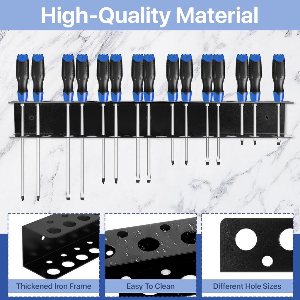 Tool Storage Rack Wall Mounted Screwdriver Holder Metal 2 Pack