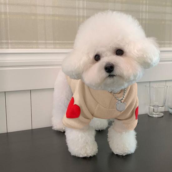 Yousheng Pet Pullover Fashionable Love Pattern Dog Shirt Comfortable Warm Cat Two-Legged Clothing Pet Supplies