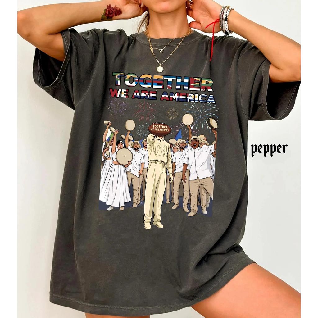 2026 Bad Bunny Together We Are America T-shirt Men and Women Summer Cotton Y2K Clothing Casual Fashion Short Sleeved Tee Streetwear