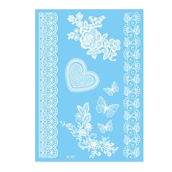 Baizihuahu White Lace Tattoo Sticker for Women, Temporary Face Body Arm, Waterproof Fake Decal Wedding Party Festival
