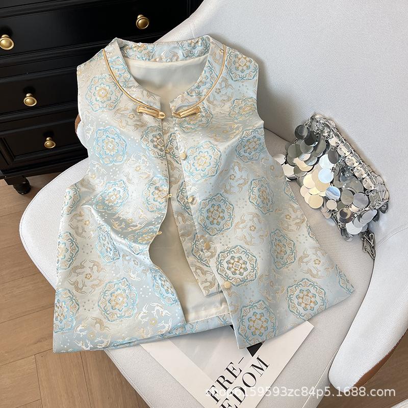 Chinese vest vest women's early spring 2025 new antique Han element sleeveless vest top