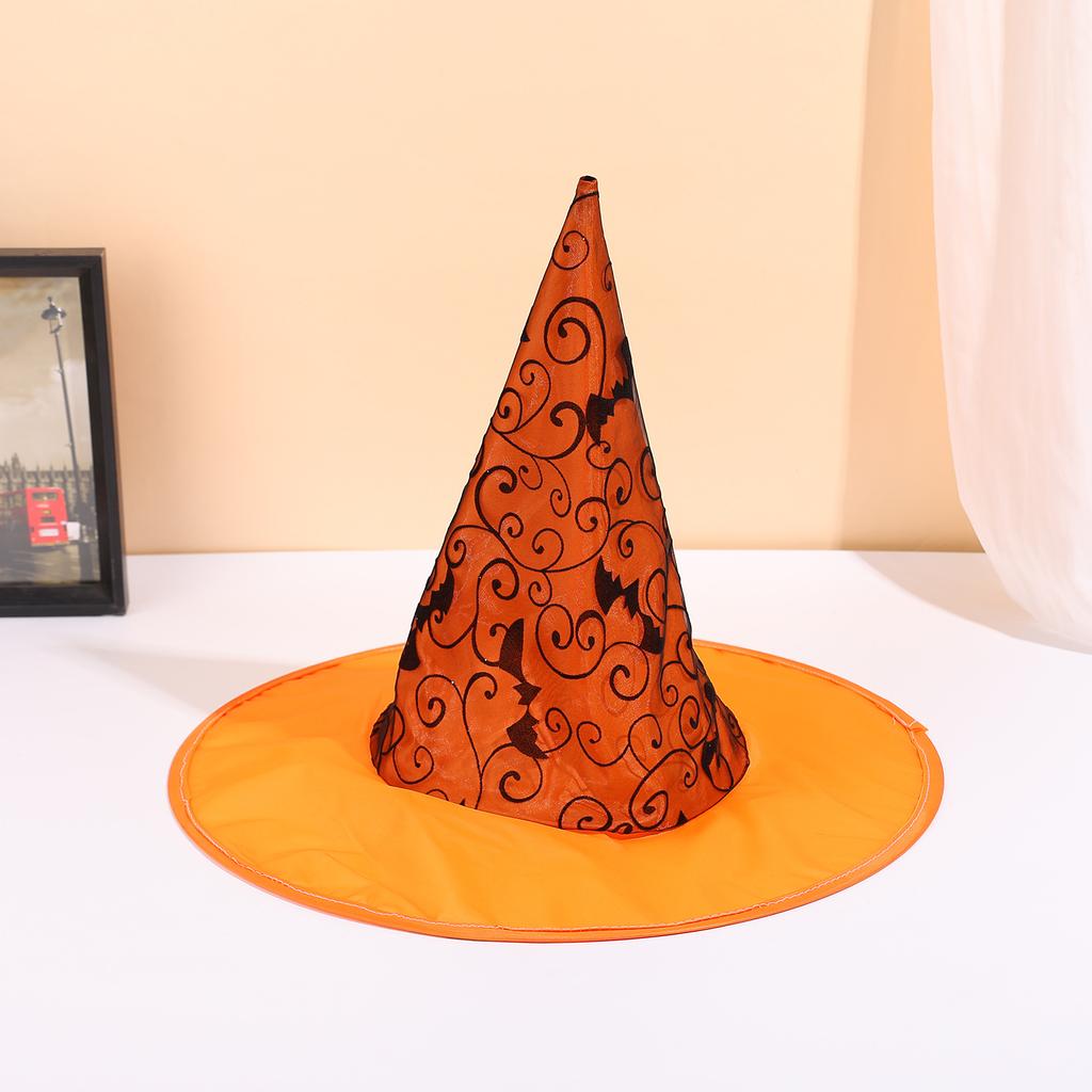 Oxford Fabric Witch Hat Halloween Wizard Cap Spooky Spiderweb Pointed Party Costume Accessories