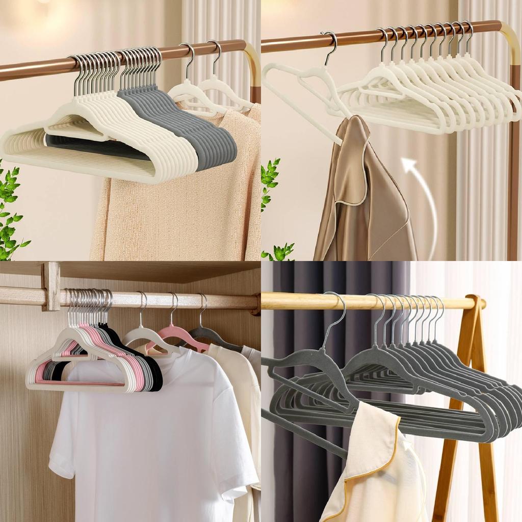 Premium Velvet Hangers Set Of Ten With Thick Non-slip Design For Clothes Drying And Storage