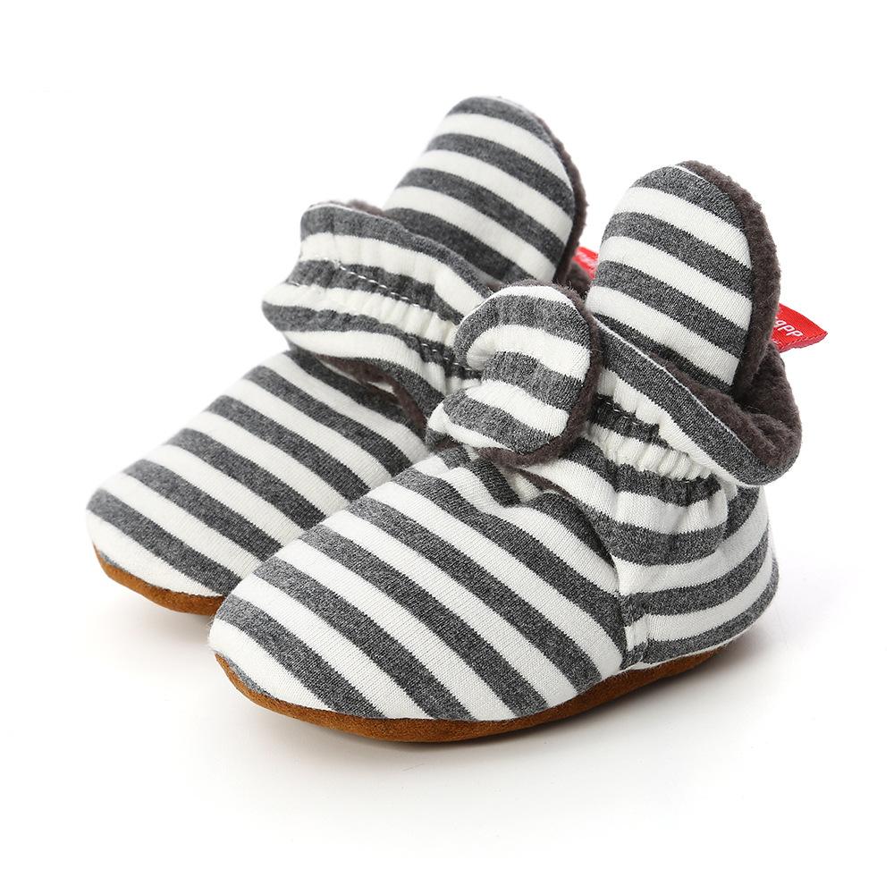 Scarpe calde a righe autunnali e invernali per bambini con suola morbida per camminare per neonati e bambini in età prescolare di età 0-1 anno possono indossare scarpe di cotone