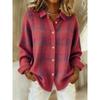 Damen Lässiger Lockerer Pullover Frühling und Herbst Kariert Langarm Revers Hemd Pullover Strickjacke