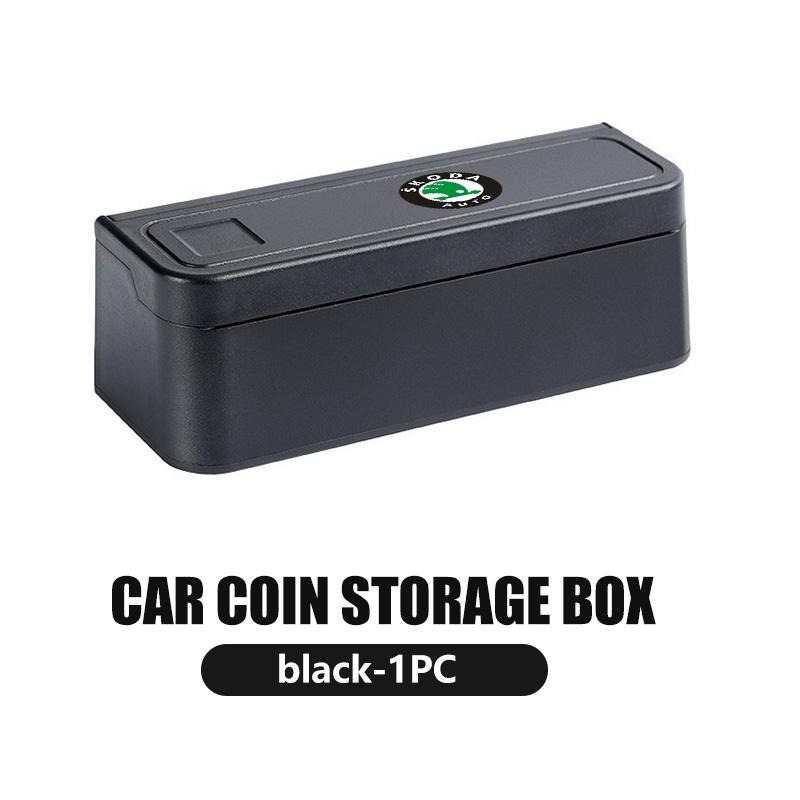 Car Small Coins Holder Storage Box Coin Collectible Case Creative Central Armrest Box Wallet For Skoda Fabia 1 2 Octavia A7 RS