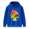 Kids Boys Girls Cozy Pullover Hoodie, Cool Cartoon Green Skull With Orange Beanie Star Graphic Casual Long Sleeve Hooded Sweatshirt For  Streetwear