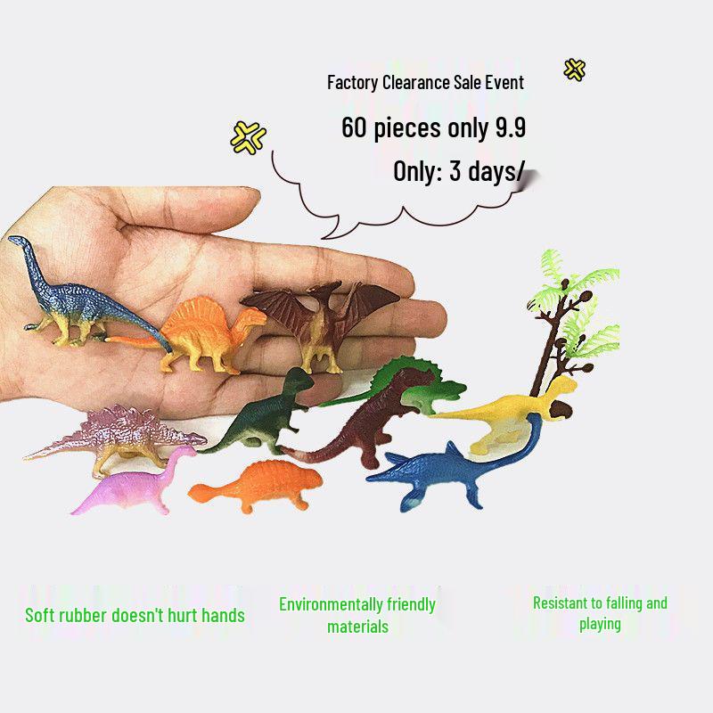 Soft Rubber Dinosaur Toy Set for Kids - Small Dinosaur Models for Boys & Girls