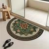 1Pcs Green Mosaic Floral Semi Circle Welcome Doormat Non-Slip for Outdoor Patio Porch Kitchen Bathroom Entryway Floor Mat