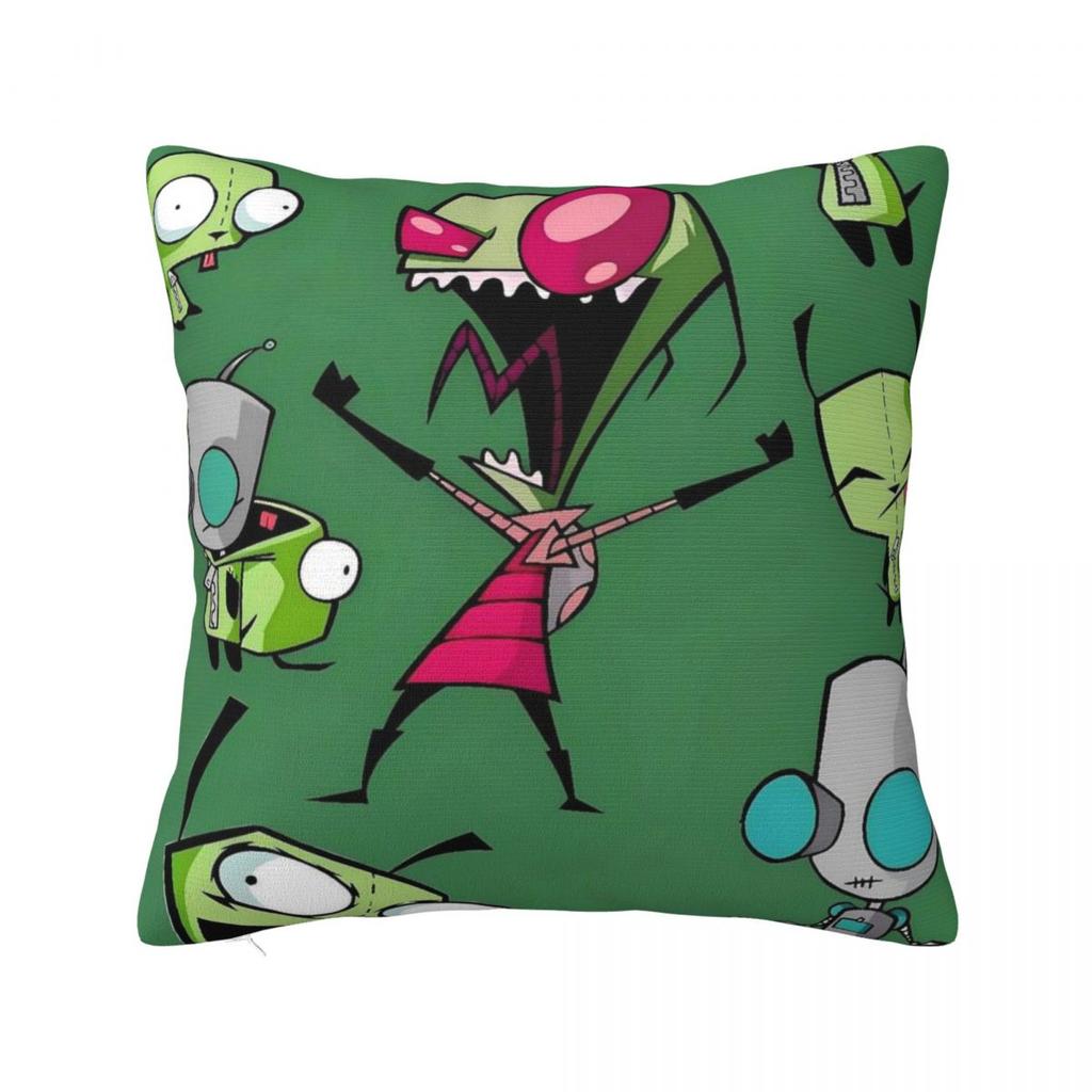 Invaders Zims Cartoon Pillow Cover Square Pillow Case Cushion Cover Vintage Graphic Pillowcases For Sofa Home Decorative