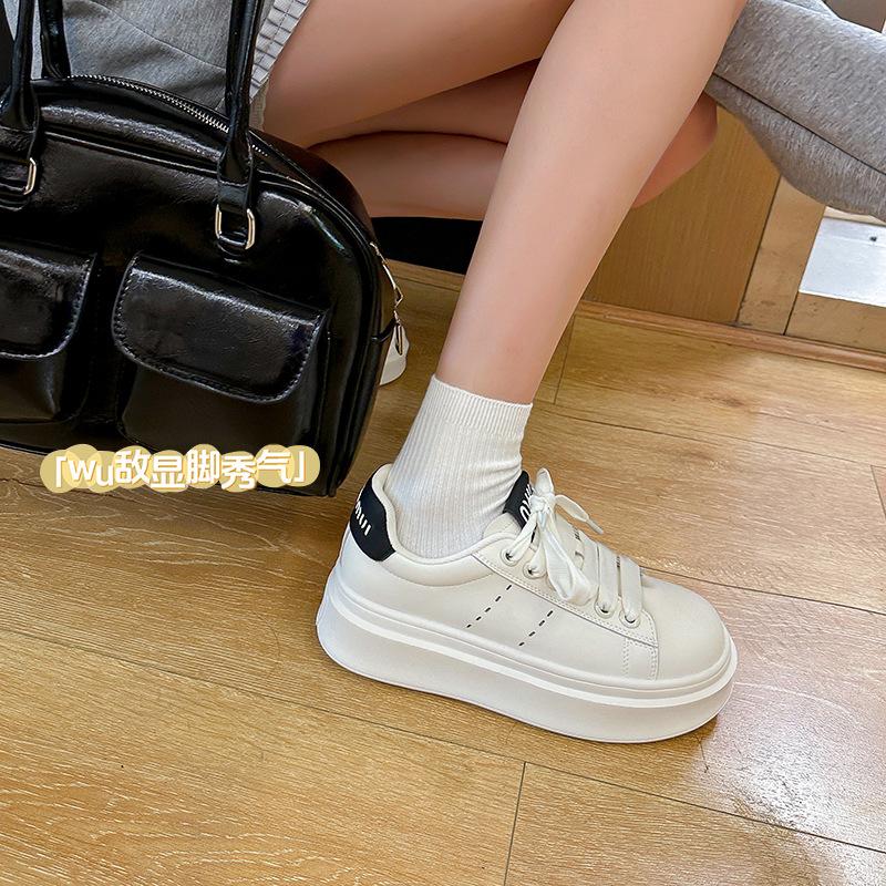 Grape mother autumn new classic round head thick sole heightening lace-up little white shoes college style versatile board shoes women