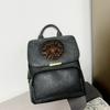 Vintage Embossed Women‘s Backpack Large Capacity Water-Resistant Chinese Style Backpacks Leather Travel Worker Commuter Rucksack