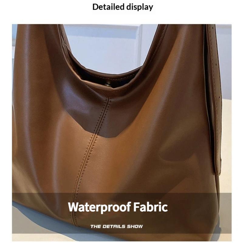 Women Tote Bag Large Capacity Pu Leather Waterproof Simple  Shoulder Bag