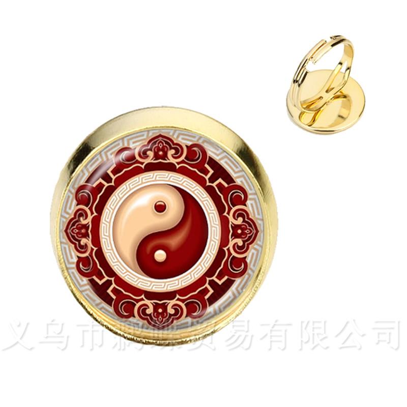 

Vintage Yin Yang Rings Black White Cross Tai Ji Jewelry Glass Cabochon Adjustable Ring Yin Yang Women Girls For Best Gifts Resizable