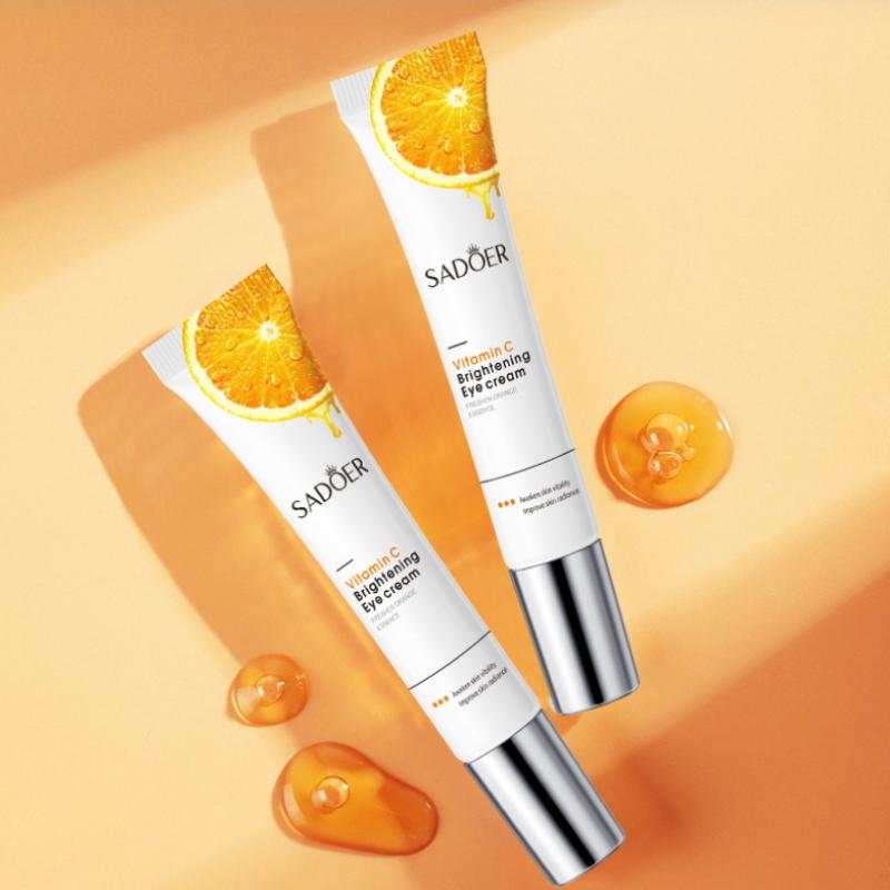 Sadoer 20G Crème Contour des Yeux Vitamine C Raffermissante Hydratante Éclaircissante Anti-Cernes Poches sous les Yeux Anti-Gonflement Yeux Beauté Soins de la Peau
