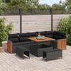 9-piece Garden Sofa Set with Black Rattan Cushions 3363314