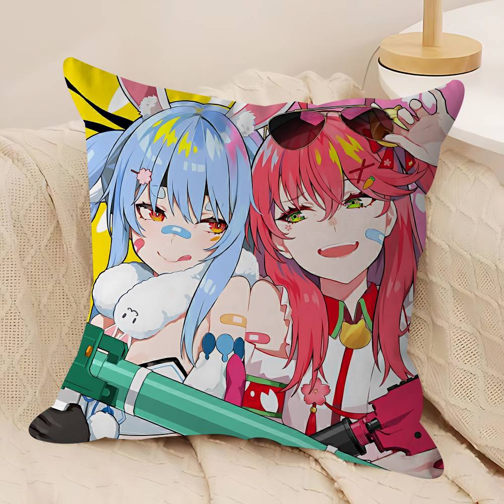 Anime Hololive Sakura Poszewki na Poduszki Kreskówkowe Sofa Dekoracyjne Domowe Dwustronny Druk Krótki Plusz Urocza Poszewka na Poduszkę