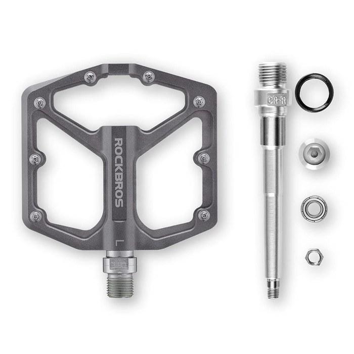 ROCKBROS Bicycle Pedal Lightweight Flat Pedal Aluminum Alloy for Road Bike/Cross Bike/MTB Platform Non-Slip Titanium