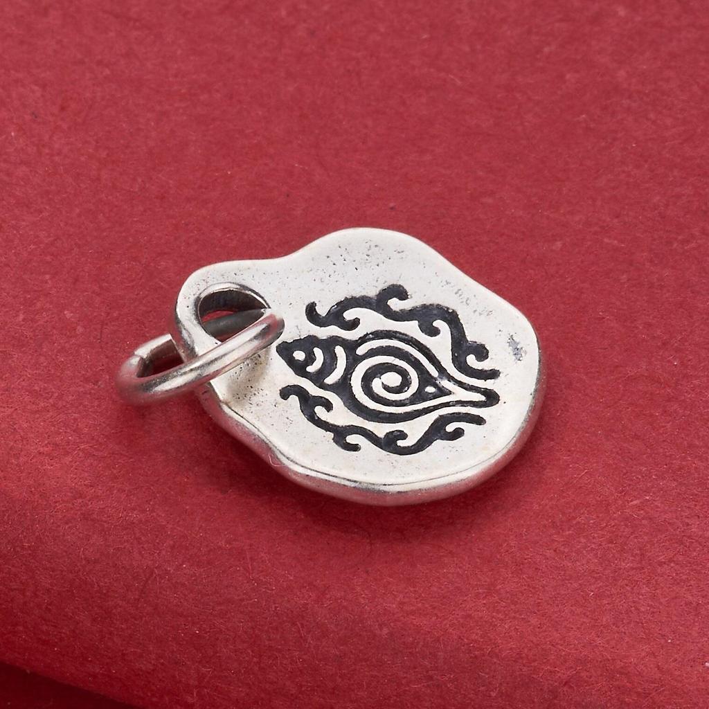 S925 Sterling Silver Tibetan Vajra Conch Pendant for DIY Beading or Necklace Crafting.