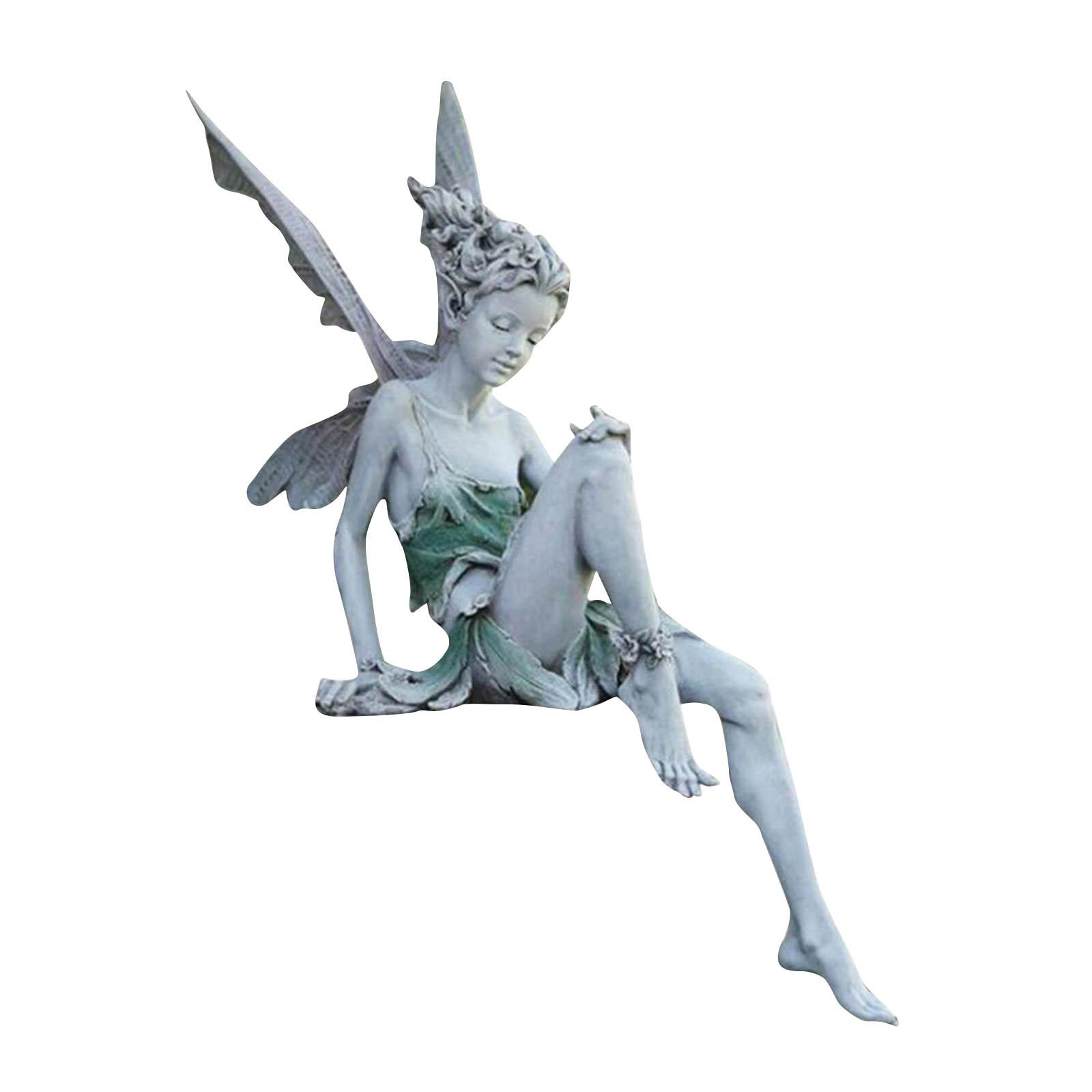 

Статуя ангела из смолы, сидящая сказка в саду, декоративные украшения из смолы One Size белый