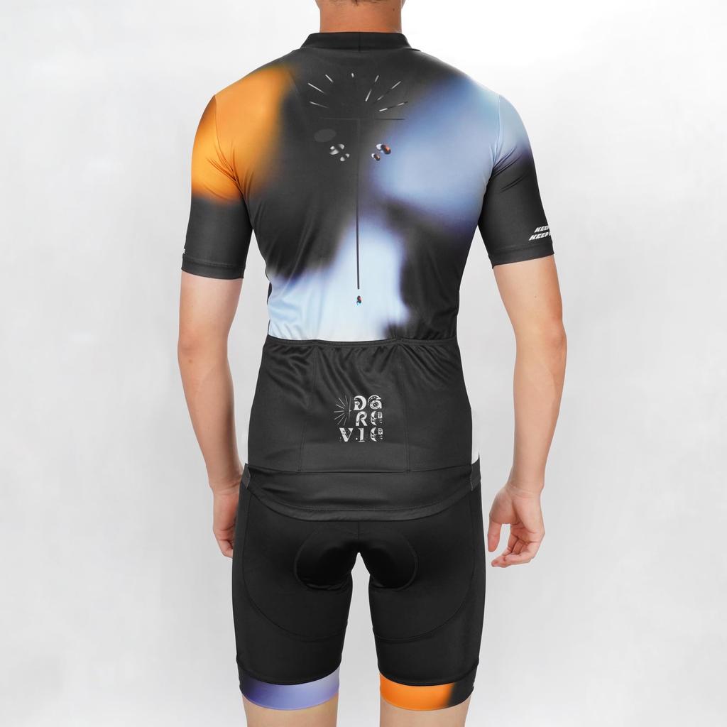 Darevie Cycling Jersey Set, Short Sleeve, Summer Cycling Wear, Big Pants, Padded, Sweat-Wicking, Quick-Drying, Breathable, Elastic, DVJ222-set