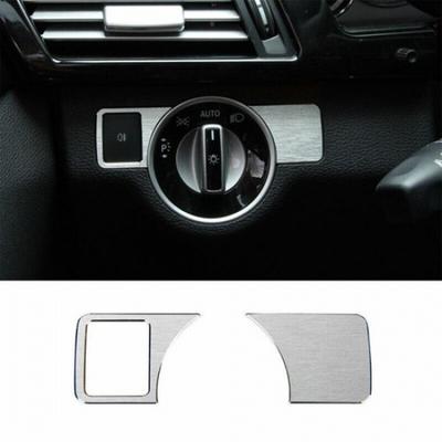 For Benz GLK 2009-2015 Silver Aluminum Headlight Lamp Switch Button Cover 2PCS
