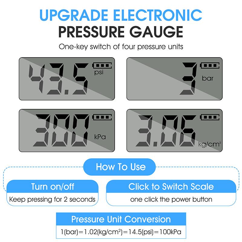 WEST BIKING Bike Pump High Pressure Digital Gauge Hose MTB Road Portable Bicycle Pump Schrader Presta Valve Cycling Hand Pump