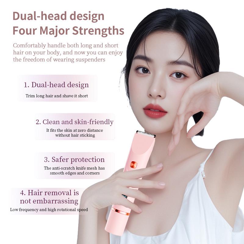 Women's Electric Epilator with Digital Display - Dual-Head, Full Body Use, Washable for Wet/Dry Shaving, Portable Hair Remover.