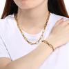 KALEN Gold Color Textured Paperclip Stainless Steel Bracelet for Men Hip Hop Necklace Women‘s Sets Waterproof Jewelry Gift