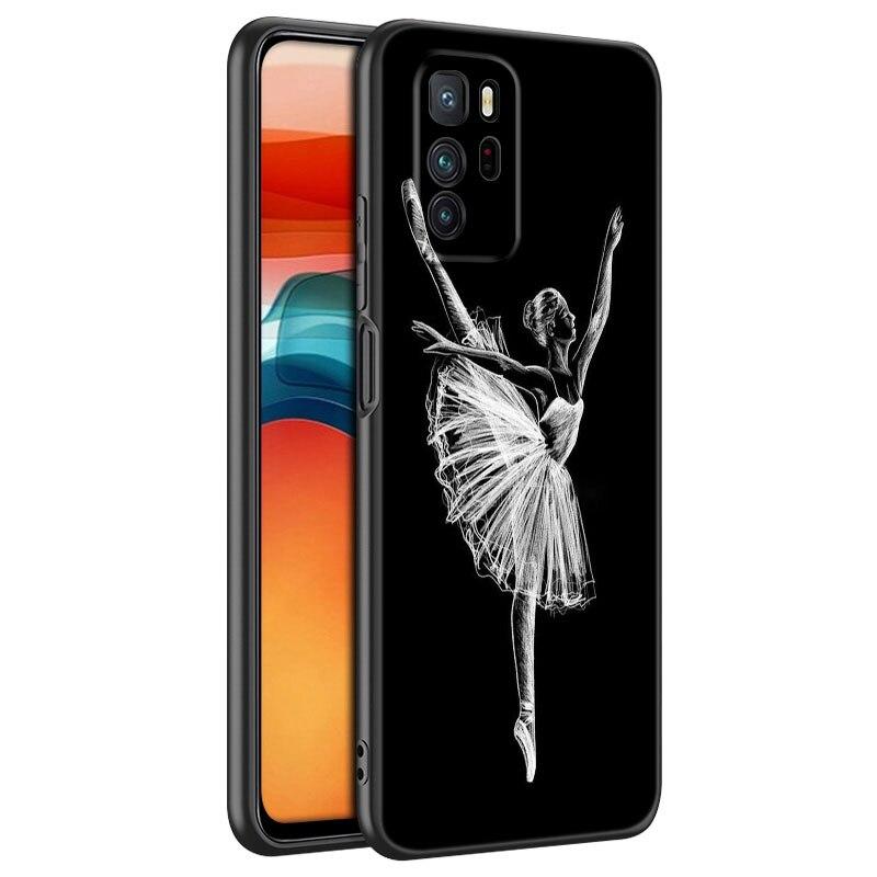 Ballerina Girl Phone Case For Xiaomi Redmi Note 10 9 Pro Max 10S 10T 9A 9C 9S 9T 8A 8T 8 7 Pro Soft TPU Black Cover