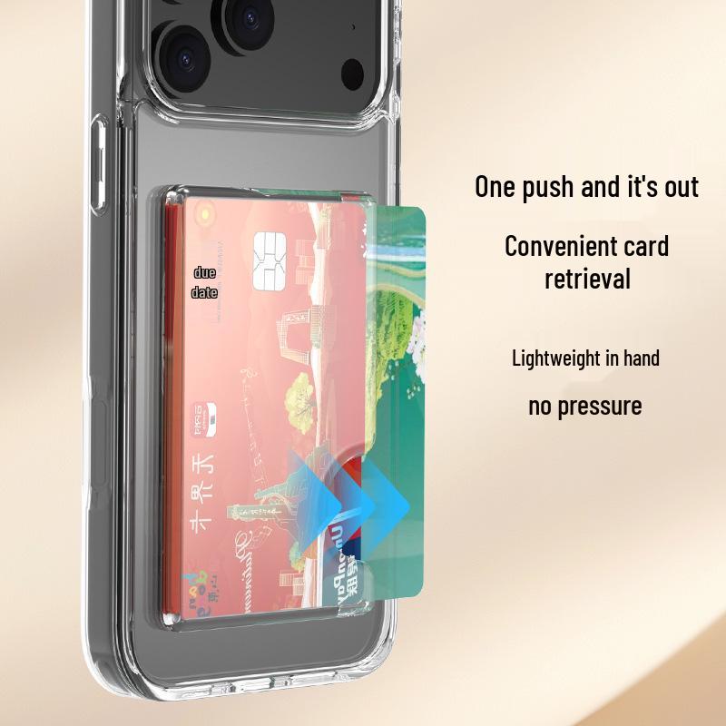 Magnetic Card Holder Phone Case: Transparent Hard Shell for 2 Apple Cards