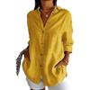 European Style Women Solid Pleated Shirt with Lapel and Roll Up Sleeves