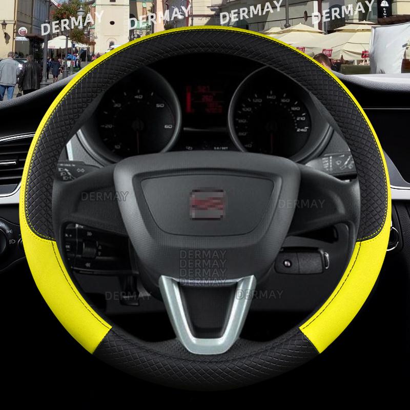 for Seat ibiza 6L 6J 6P 6F KJ1 FR Car Steering Wheel Cover PU Leather Non-slip 9 Colors Auto Accessories Fast Shipping