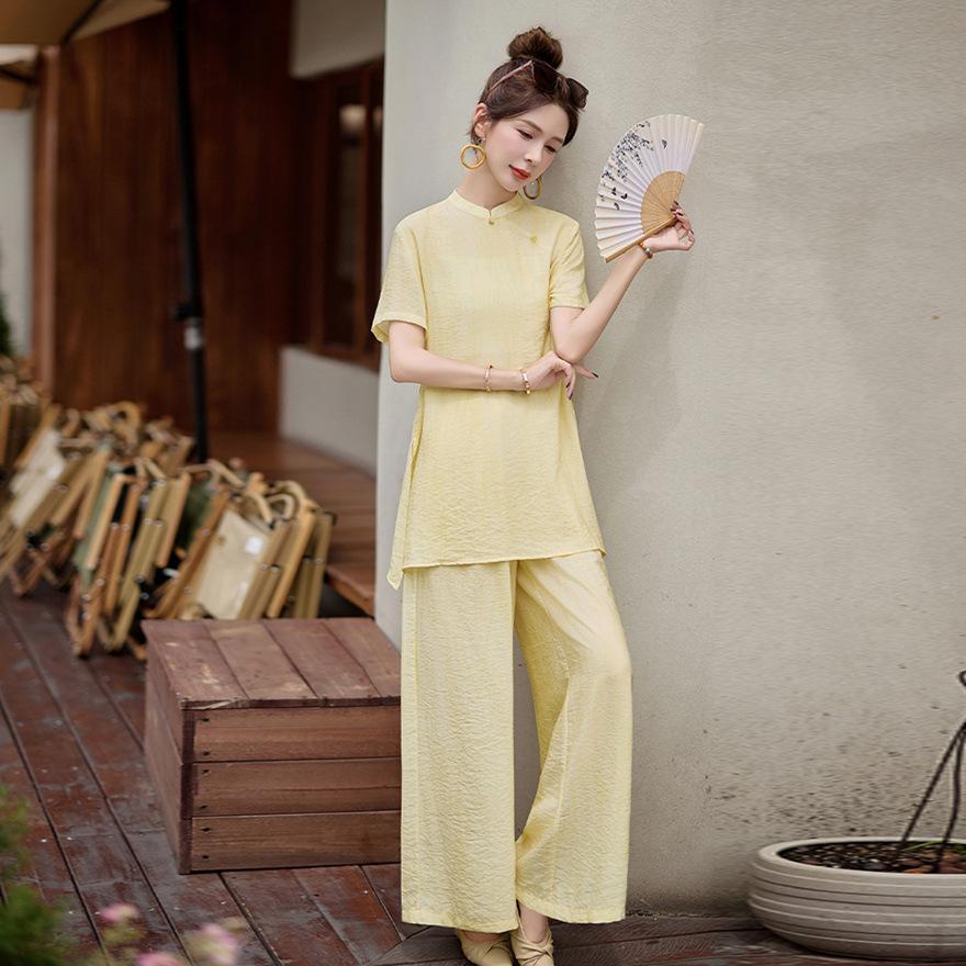 

Женский летний костюм новые модели и топ с коротким рукавом Sa imperial sister брюки клеш комплект из трех предметов XXXL