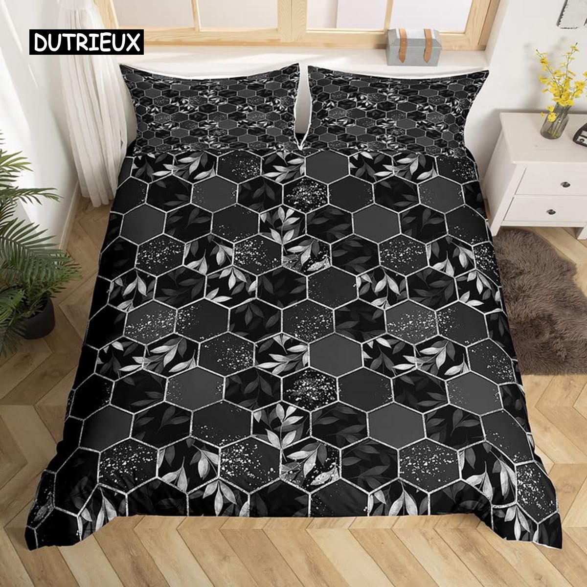 

Комплект пододеяльников Honeycomb Queen Size с геометрическим узором и шестиугольной тематикой с розовыми и синими неоновыми огнями, шикарный чехол для мальчика, подростка, мужчины EU single(135x200cm)