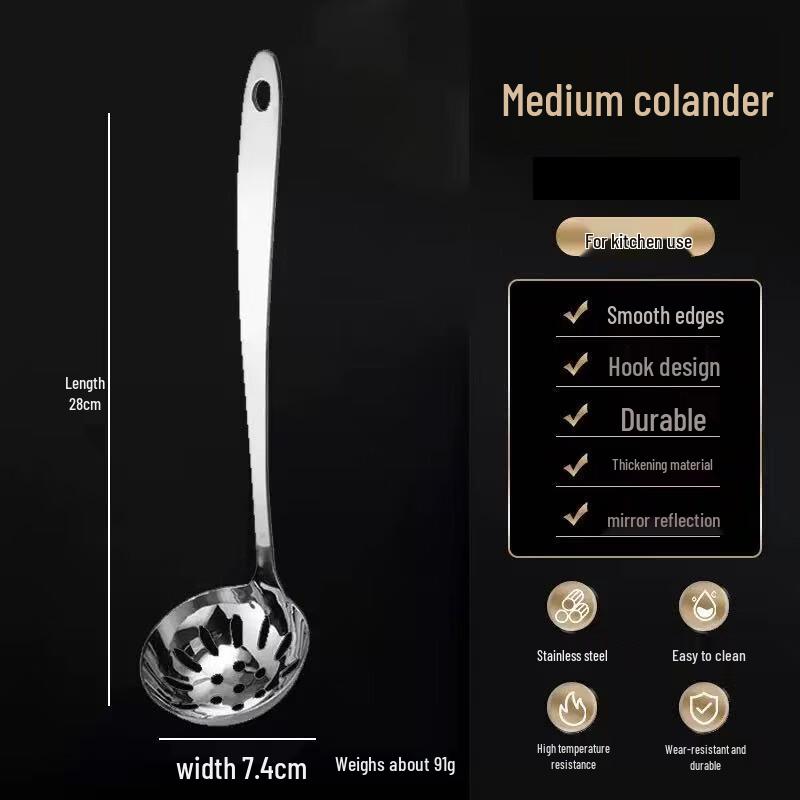 ZISIZ Stainless Steel Long Handle Slotted Spoon Set (6 Pack)