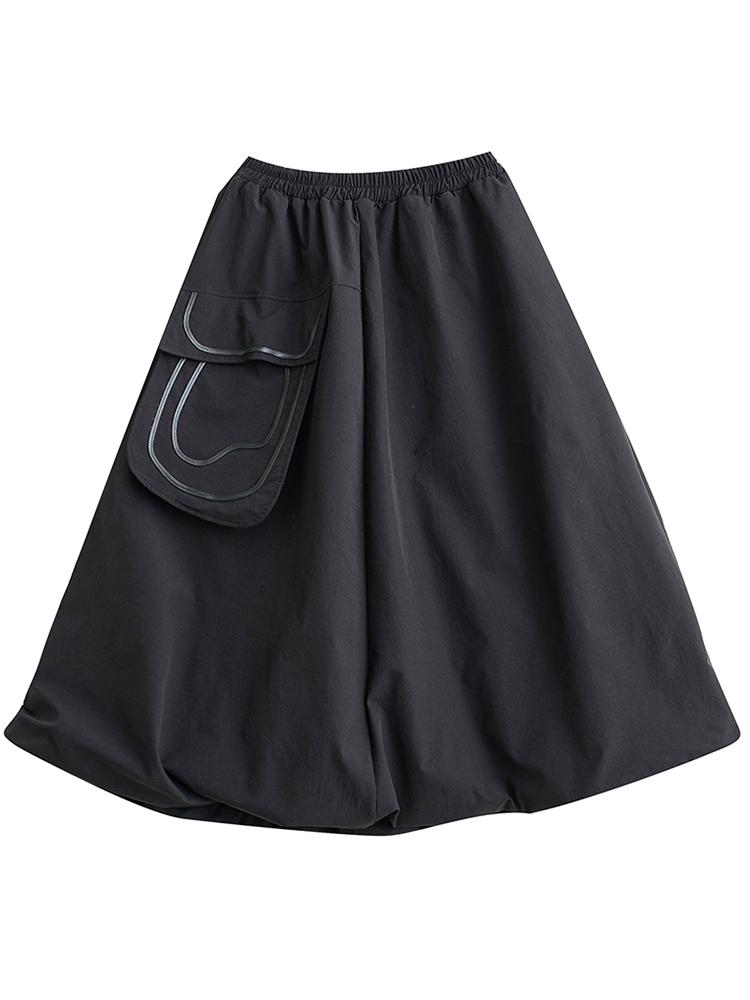 Xitao Patchwork Big Pocket Elastic Waist Female Skirt ZY8893