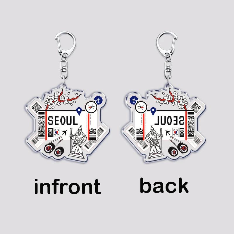 Hot Boarding Pass Keychains for Accessories Bag  NEW YORK TOKYO SEOUL PARIS LONDON Travel Souvenir Tickets Keyring Friends Gifts