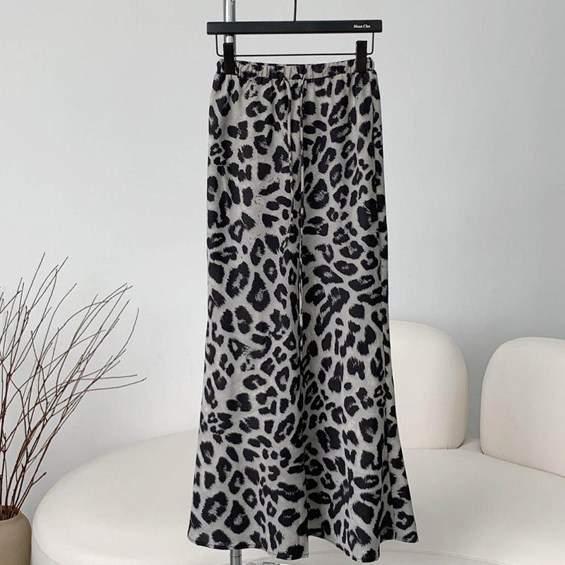 Skirt Women Summer Casual Versatile Leopard  Elastic Half Skirt Loose Comfortable Oversize Stretchy Bustier Skirt